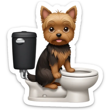 Yorkshire terrier na privada sentado fazer poop sticker