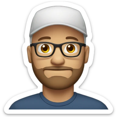 Bald-bearded-man-with-glasses-and-cap sticker