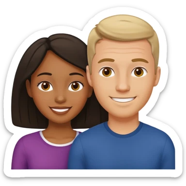 mixte couple black girl , white italian style man sticker