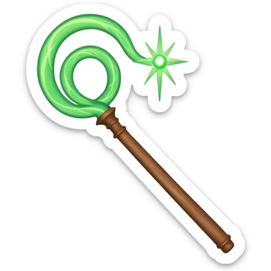 magic wand with green magic wave sticker