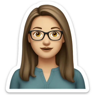Caucasian-Mum-woman-long-straight-brown-hair-wearing-glasses-plus-size sticker