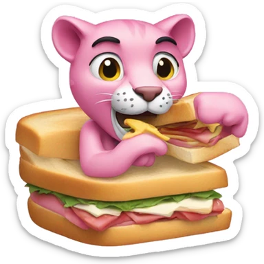 Pink panther eating sandwich  sticker