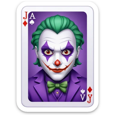 Glitter Purple and White Joker Gangster Card sticker
