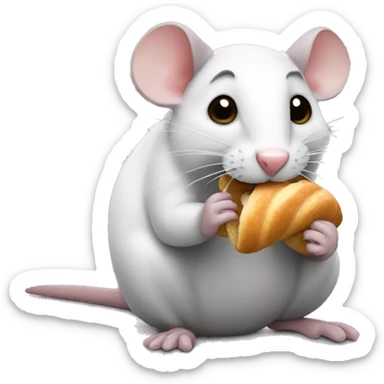 rat eating croissant sticker