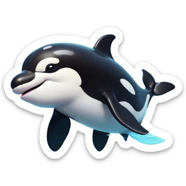 Cinematic Comical orca Portrait Emoji, Head tilted dramatically with an exaggeratedly shocked expression, featuring a sleek black-and-white body with wide, comically expressive eyes full of playful disbelief and animated flippers, Simplified yet hilariously expressive features, highly detailed, glowing with a slightly sassy oceanic glow, high shine, dramatic yet playful, stylized with an air of cheeky marine mischief, soft glowing outline, capturing the essence of a meme-worthy orca that looks ready to make waves with its hilariously dramatic antics! sticker