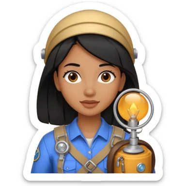 estudiante mujer de odontología con el cabello negro recogido con un explorador  sticker