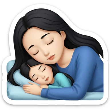 Beautiful Asian girl with long black hair sleeping sticker