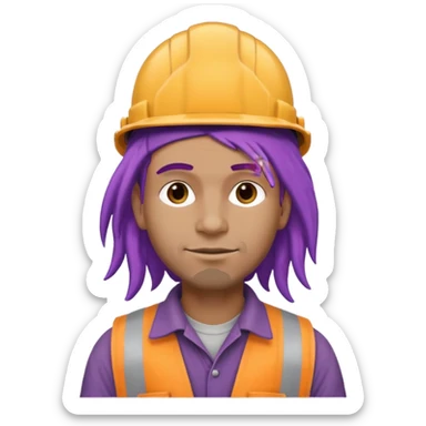 construction worker very dreadlocked purple haired man  sticker