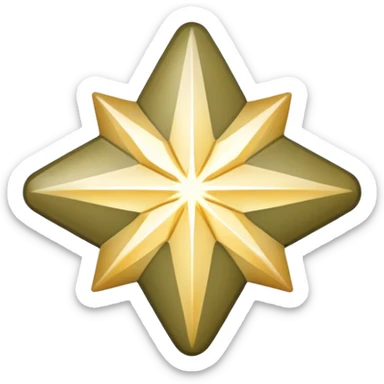 4-point star with rounded corner, opalescent shiny khaki sticker