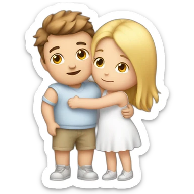 Hugging my girlfriend, boy and girl are chubby and white  sticker