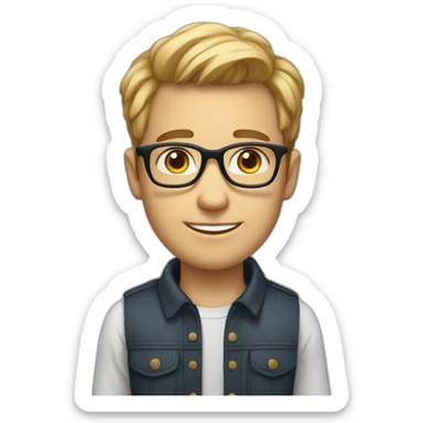 A very cute and young man white man, wearing specs sticker