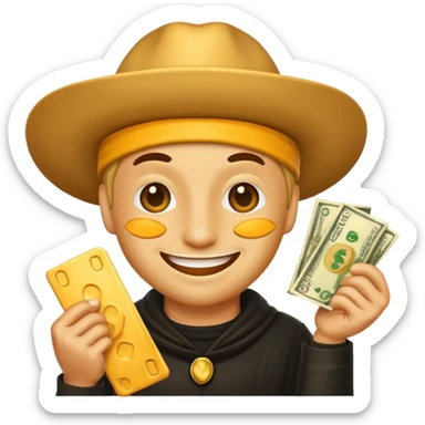 robber emoji with money cheese sticker