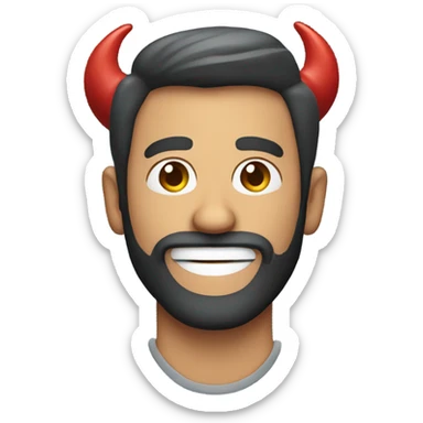smiling man with beard with two devil horns  sticker
