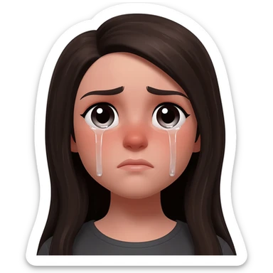 Burnette Mädchen mit langen Haaren weint sticker