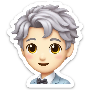 Cute Gorgeous Kawaii Attractive Anime Pastel Gentleman with blushing face trendy style sticker