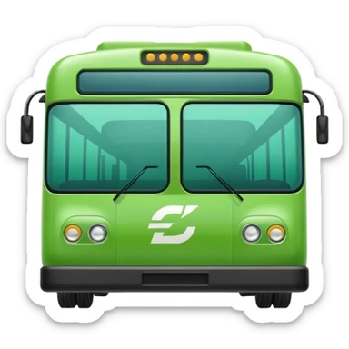 green electric bus with large zero euro bill symbol sticker