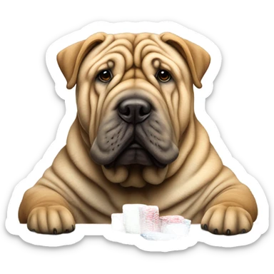 Shar pei playing poker sticker