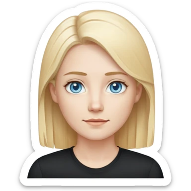 tech woman with blonde hair, pale blue eyes, and beard. And black shirt with. like the last few emoji you've made me. sticker