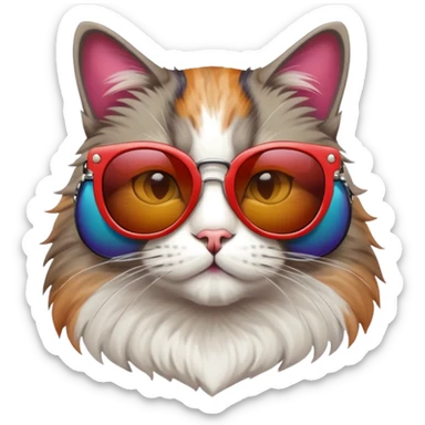 Cat in sunglasses with poker face sticker