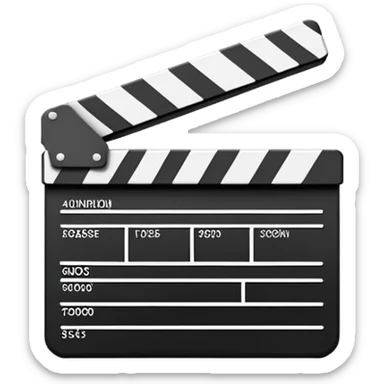 most minimal possible clapperboard, just a hint of the triangular clapper top, extreme simplification sticker