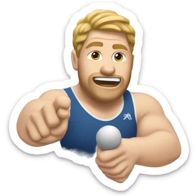 Big  white guy throwing a shotput sticker