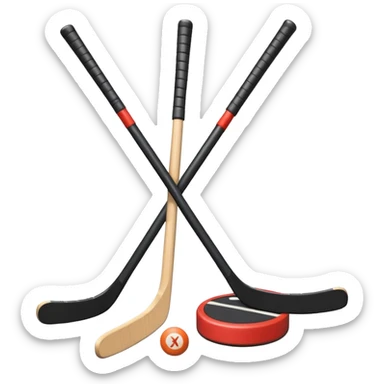 two hockey sticks crossing and a puck sticker