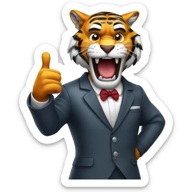 Angry Tiger with suit giving thumbs up sticker