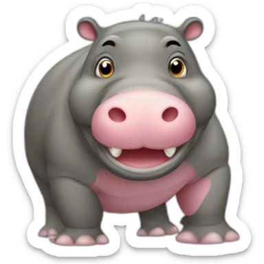 hippopotame avec un flanby sticker