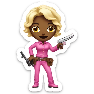 coquette pink woman with a pistol  sticker