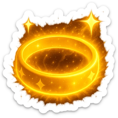 Make the magical yellow bangle glow with a bright magical aura, keeping the background transparent. Enhance the glow effect to look vivid and magical. sticker