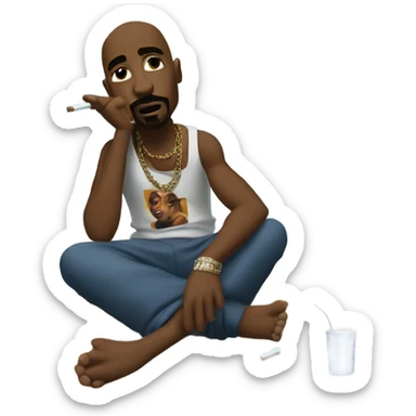 tupac smoking on the beach sticker