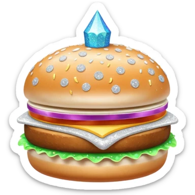 glitter white hamburguer sticker