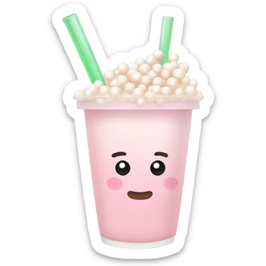 Light pastel pink boba drink sticker