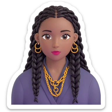 black box braids with decorative rings sticker