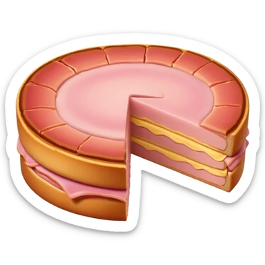 plain round Canadian bacon slice, pink center, golden brown edge sticker