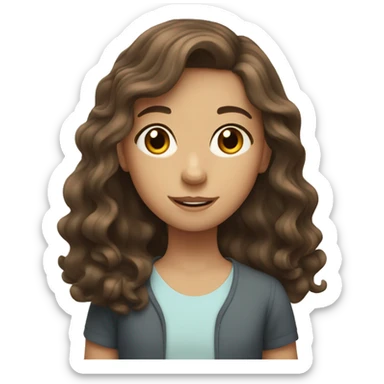 Cute 6th grade girl with wavy brown hair  sticker