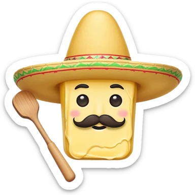 Stick of butter with mustache wearing a sombrero  sticker