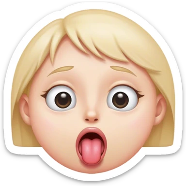 wide eyes and tongue sticking out sticker