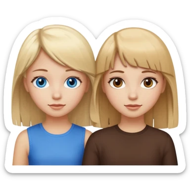2 girls best friends one looks like barbie merliah summers with blonde hair and blue eyes and the other is a girl with brown hair and brown fringe and light brown eyes  sticker