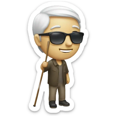 blind man with blind pole sticker