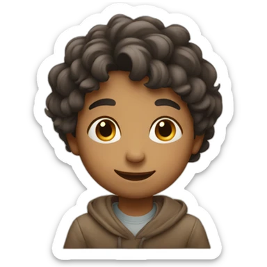 boy in calm and happy face while sitting on table sticker