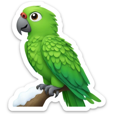 Green parrot in the snow sticker