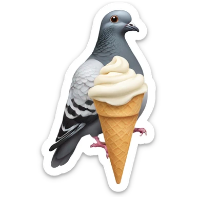 Pigeon eating ice cream  sticker