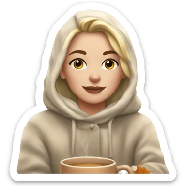 Cozy fall morning white girl sticker