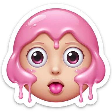 rolling eyes with bubble gum drips sticker