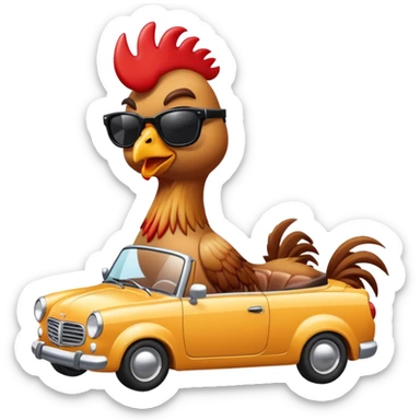 rooster in a convertible car sticker