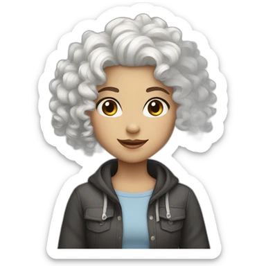 white curly hair girl funny sticker