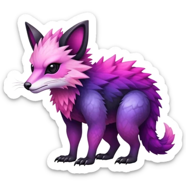 Cool Edgy Black-pink-purple-gradient badass Fionbri-Vernid-Trico-animal-creature full bodyd sticker