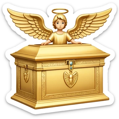 the Ark of the Covenant, stylized gold box with angel figures sticker