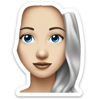 lange schwarze glatte offene  haare, weiße hautfarbe, weiblich, blaue augen sticker